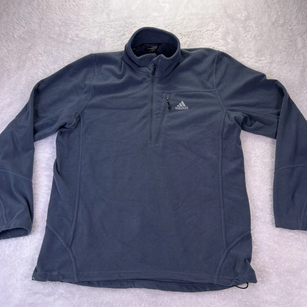 Adidas Outdoor Men's‎ XL (48-50) Fleece Pullover Jacket 1/4 Zip Gray Zip Pocket